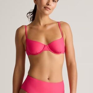 Quince Large Hibiscus Pink Bikini Top, Underwire Bralette Style Swim